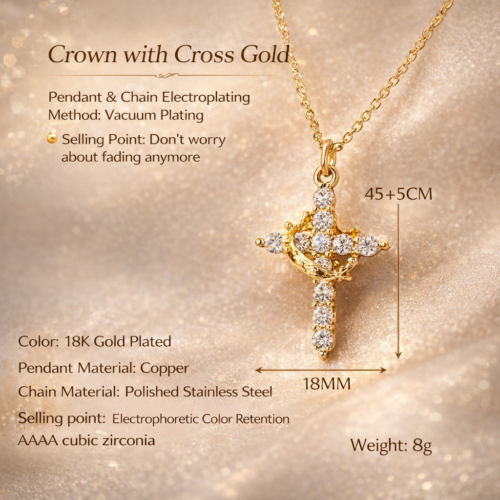 Crowned Cross™ Gold Faith Necklace